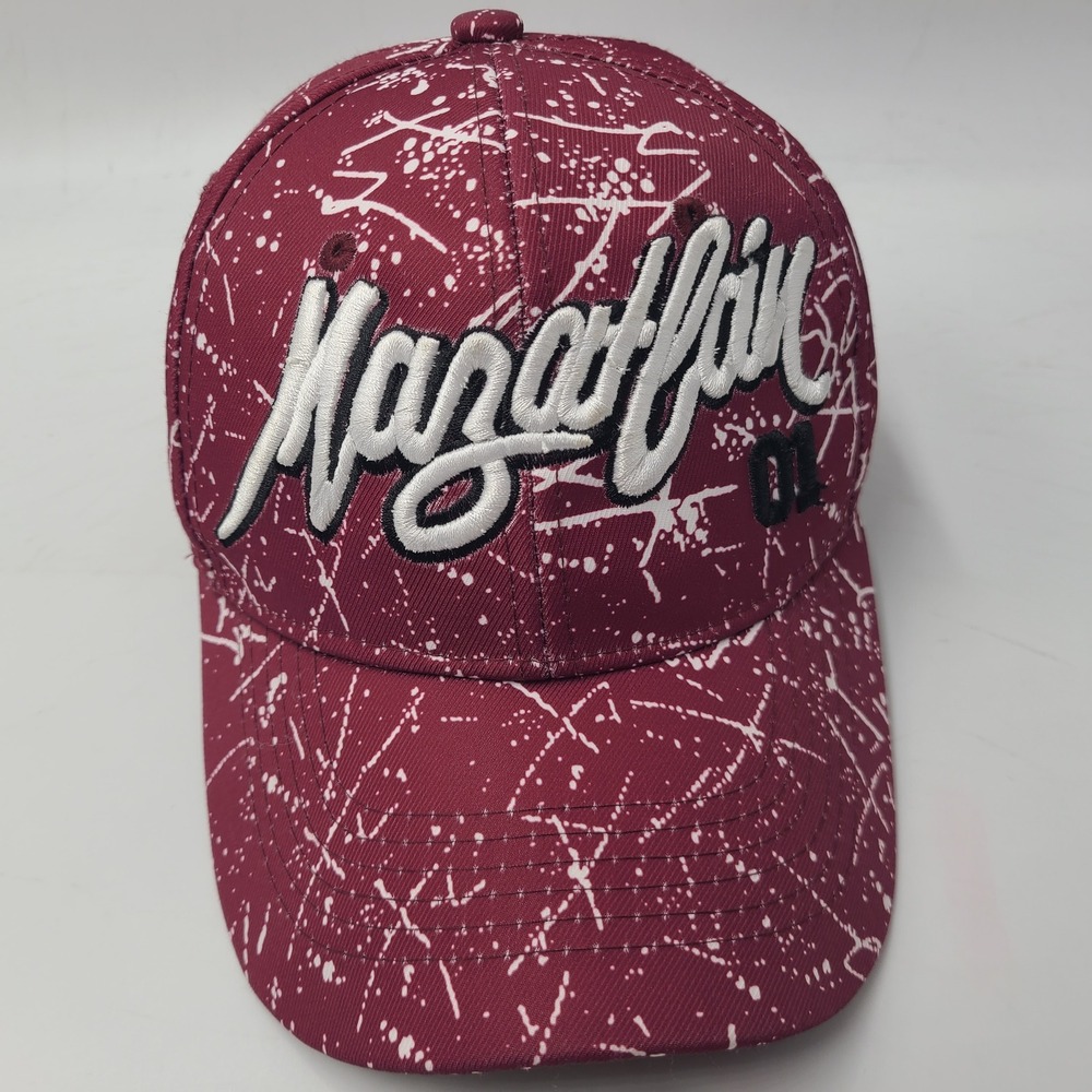 Mazatlan Hat Adjustable Maroon White Paint Splatter Mexico‎ Travel Souvenir Men